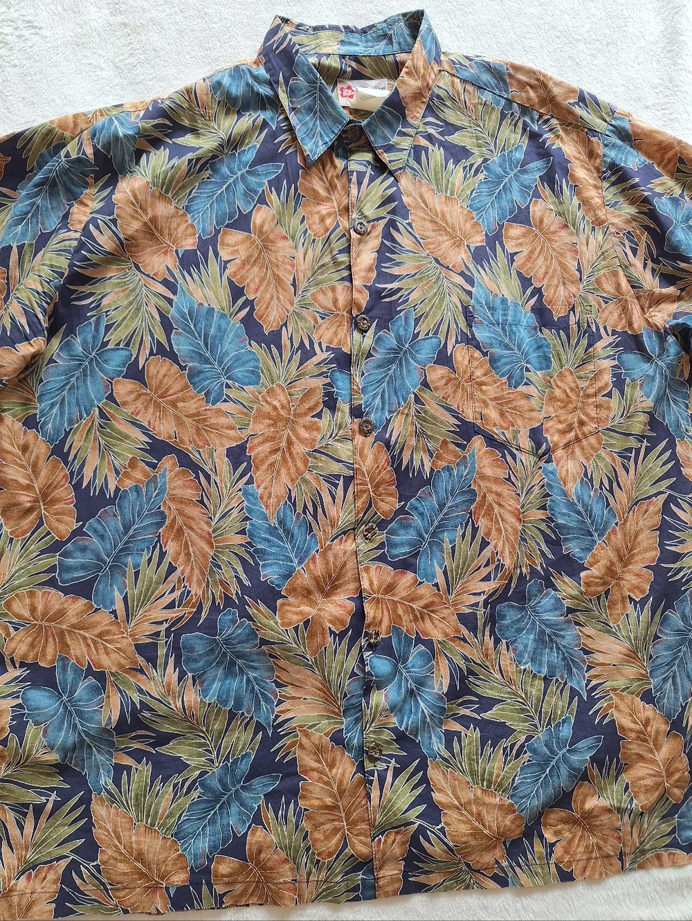 Vintage Hilo Hattie 2XL Hawaiian Aloha Shirt Made in Hawaii Blue Floral - Picture 4 of 9